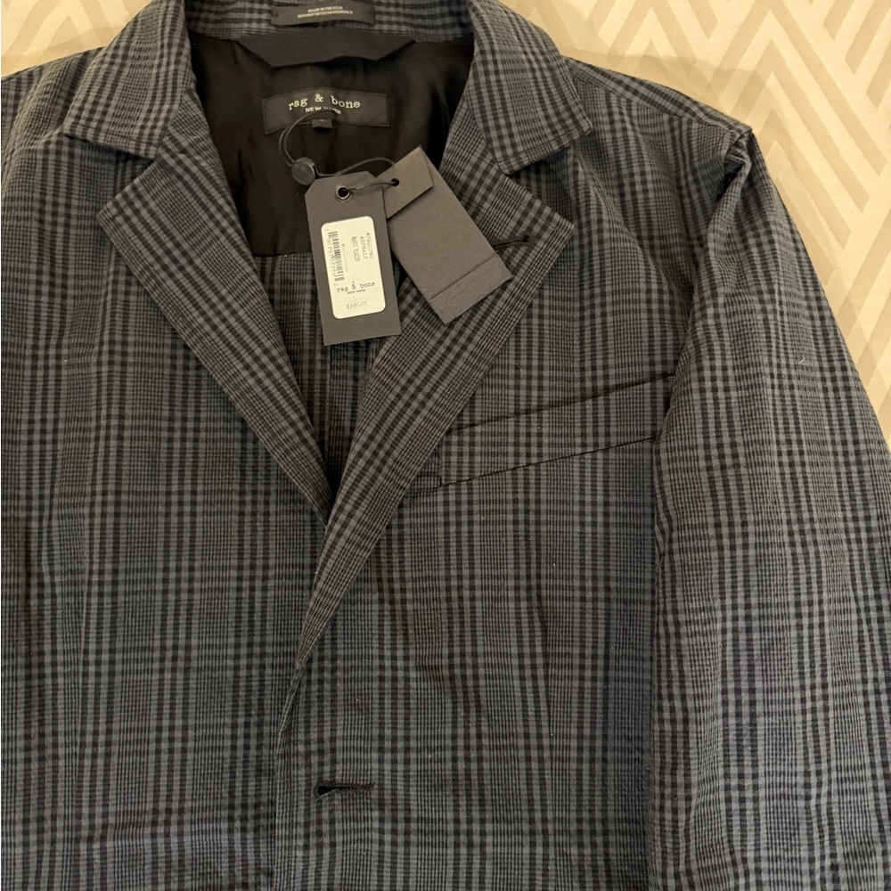 Rag & Bone Charcoal Checkered Seersucker Blazer